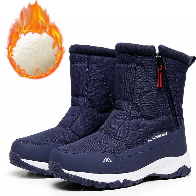 Herrenstiefel, Winterschuhe für Herren, warme Schneestiefel, kniehohe Herrenschuhe, warme Schuhe, dicke, flauschige Winterschuhe für Herren und Damen, Baumwollschuhe. – Detail 3