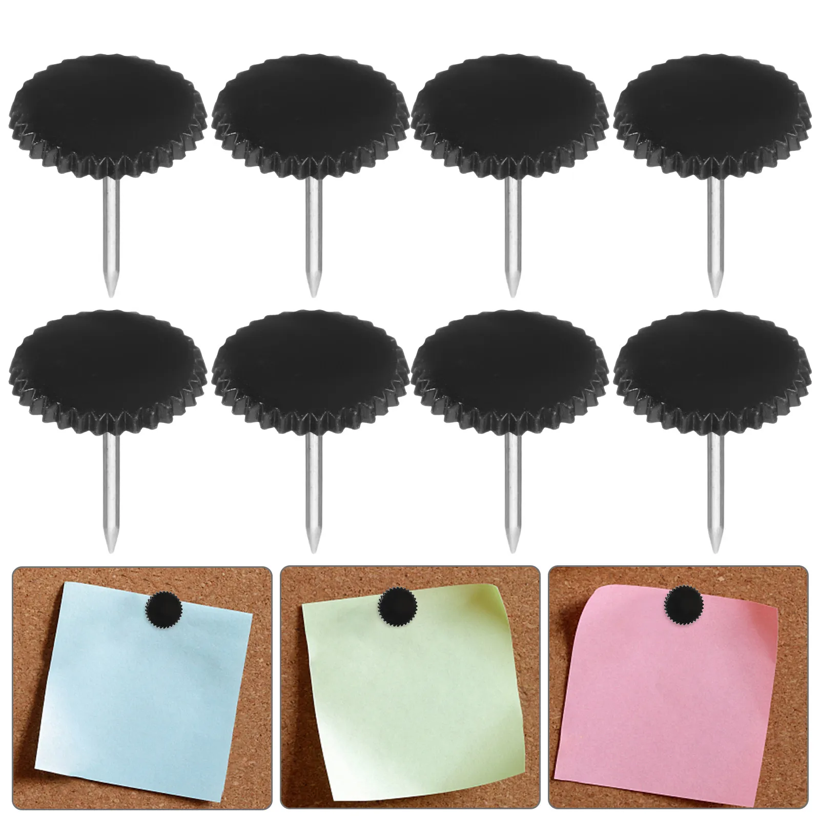 

100Pcs Black Plastic Pushpins Thumbtacks Cork Board Map Tack Office Wall Tacks Message Board Decorative Thumb Tacks