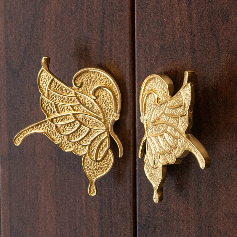 

Elegant Beautiful 2Pairs Pure Brass Butterfly Furniture Handles Drawer Pulls Cupboard Wardrobe Kitchen TV Wine Cabinet Pulls