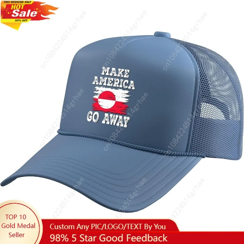 

Make America Go Away - Greenland Flag - Distressed Trucker Hat with Adjustable Mesh Back