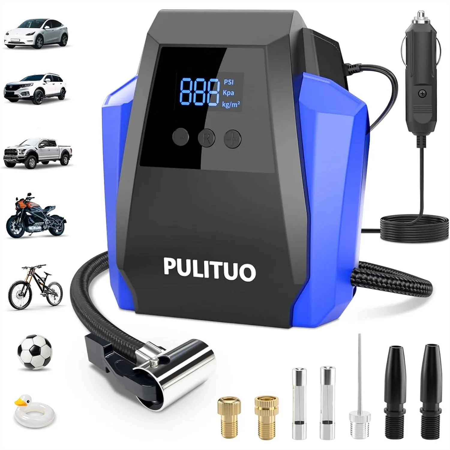 

Portable Air Compressor for Car Tires with Digital Pressure Gauge, 12V DC Air Pump for Emergency Use, Reliable Tire Inflator for