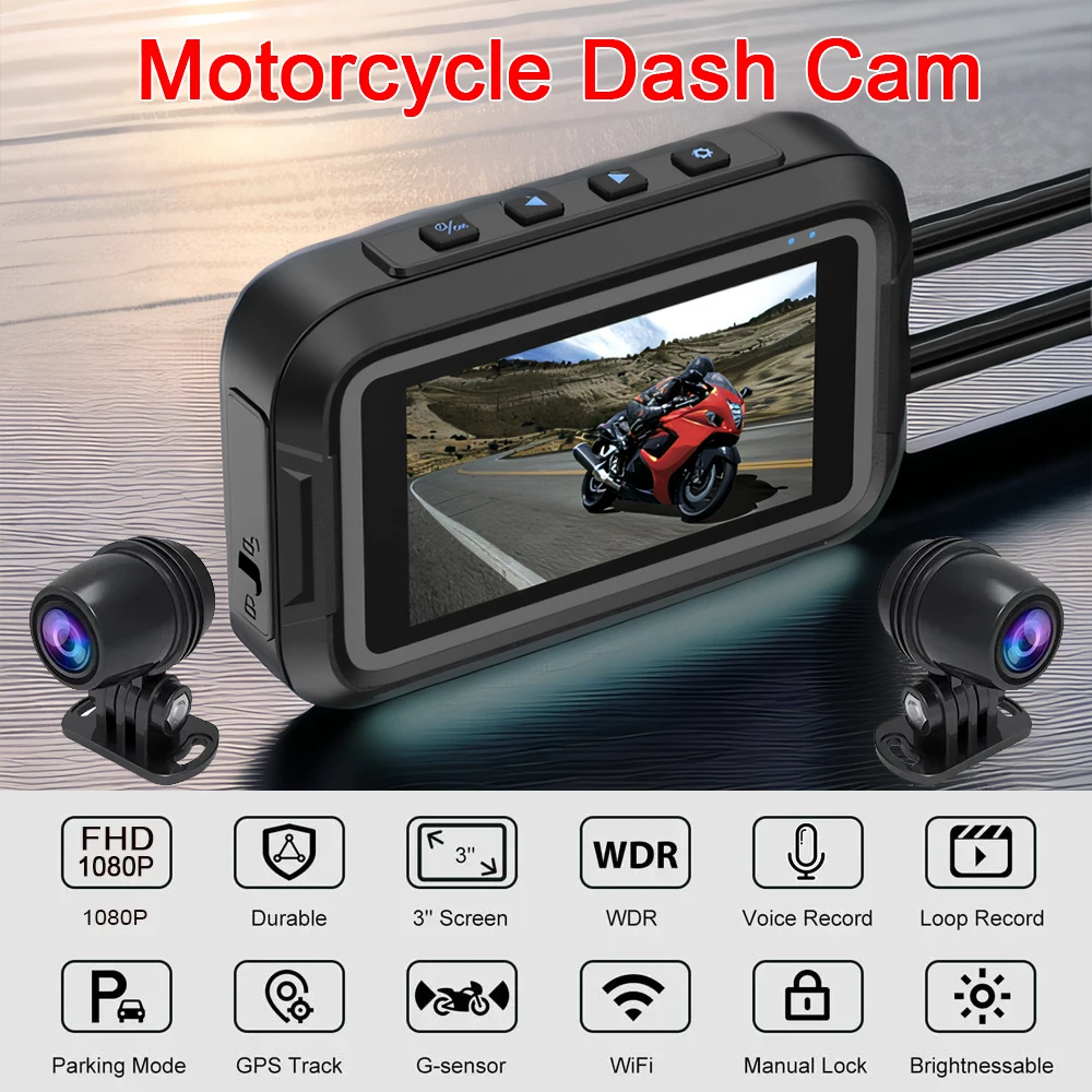 

High quality HD 1080P Waterproof Mini Dual Camera Motorcycle Dash Cam DVR Camera with Wifi GPS