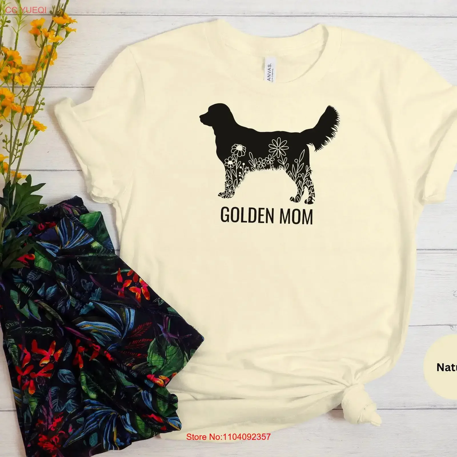 Golden Retriever Mom T Shirt Floral Design Dog Lover Apparel vintage Washed designer clothes Soft Breathable Versatile