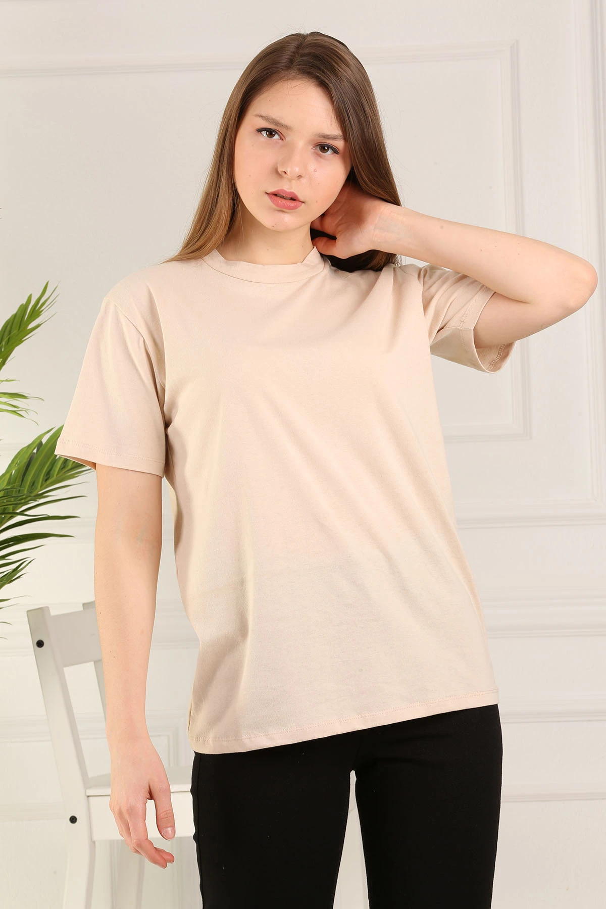 % Cotton Cycling Neck Knitted T-Shirt-