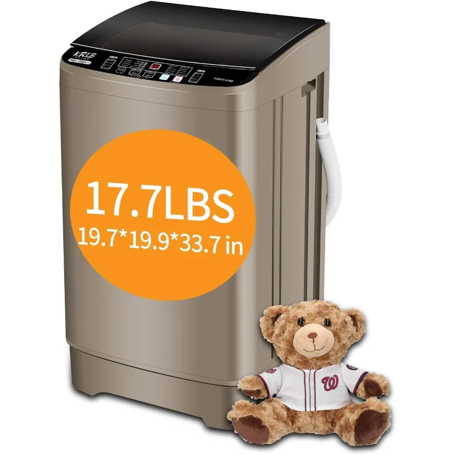 

FullAutomatic Washing Machine 17.7 lbs Small Compact Portable with 10 Wash Programs and 8 Water Levels LED Display Ideal for Ap