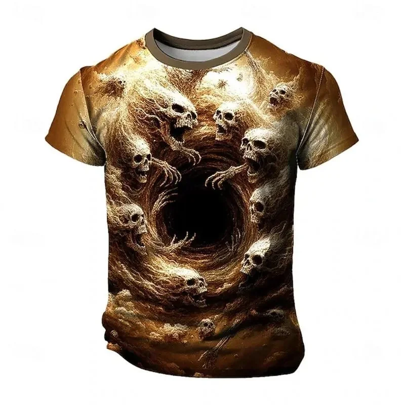 2026 Totenkopf-Print Herren 3D Kurzarm-T-Shirt Rundhals-T-Shirt Party Street Casual Neutral