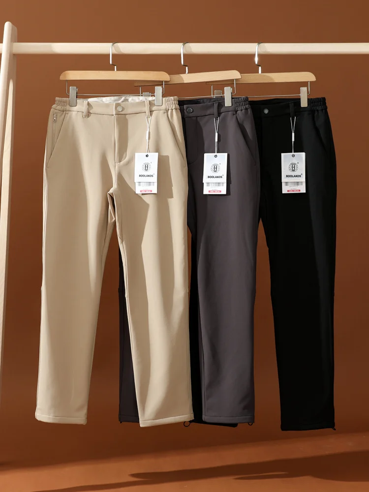

Winter Ready! BOOOS Series! High-End Fce Lined Thiened Windproof Autumn Winter Men's Casual Pants Straight Leg Fit