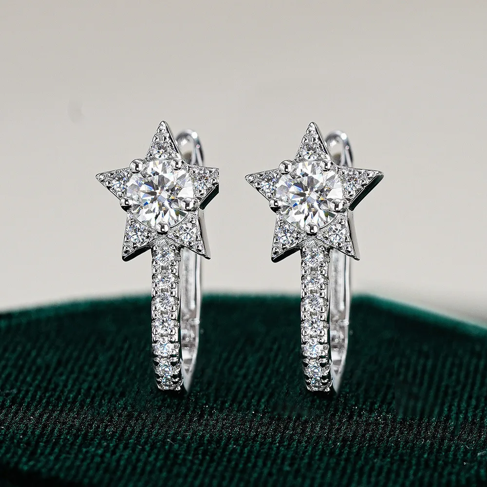 

JoyceJelly 925 Sterling Silver Moissanite Earrings For Women 1cttw Lab-created Diamond Jewelry Ear-studs Wedding Engagement Gift