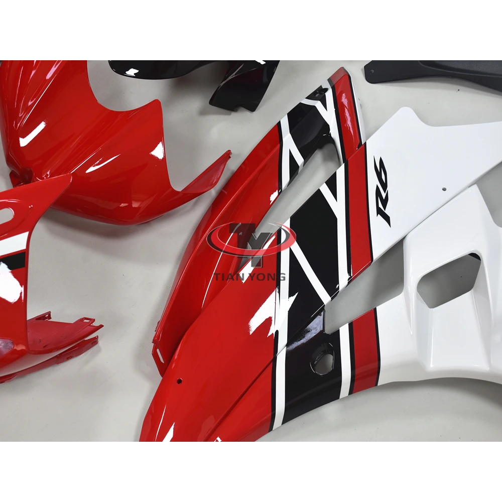 For Yamaha YZF 600 R6 2006 2007 Motorcycle Full Fairing Kits Bodywork Cowling Injection Molding Red white black printed stripes