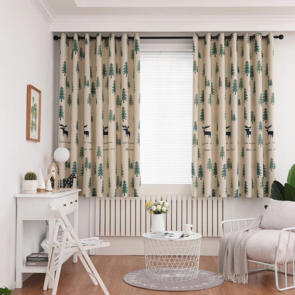 

Elk Printing Curtain Home Grommet Window Blackout Room Darkening Single Small Modern Bedroom Office