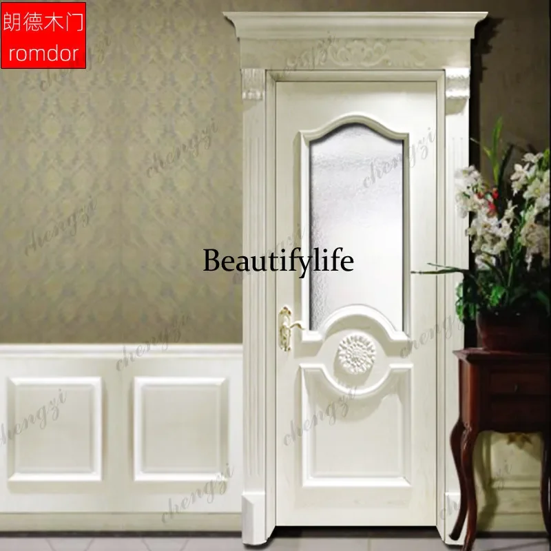 Y136 Y136 Painted wooden door interior set room flat opening multi-layer French and European door lock hardware engraving custom