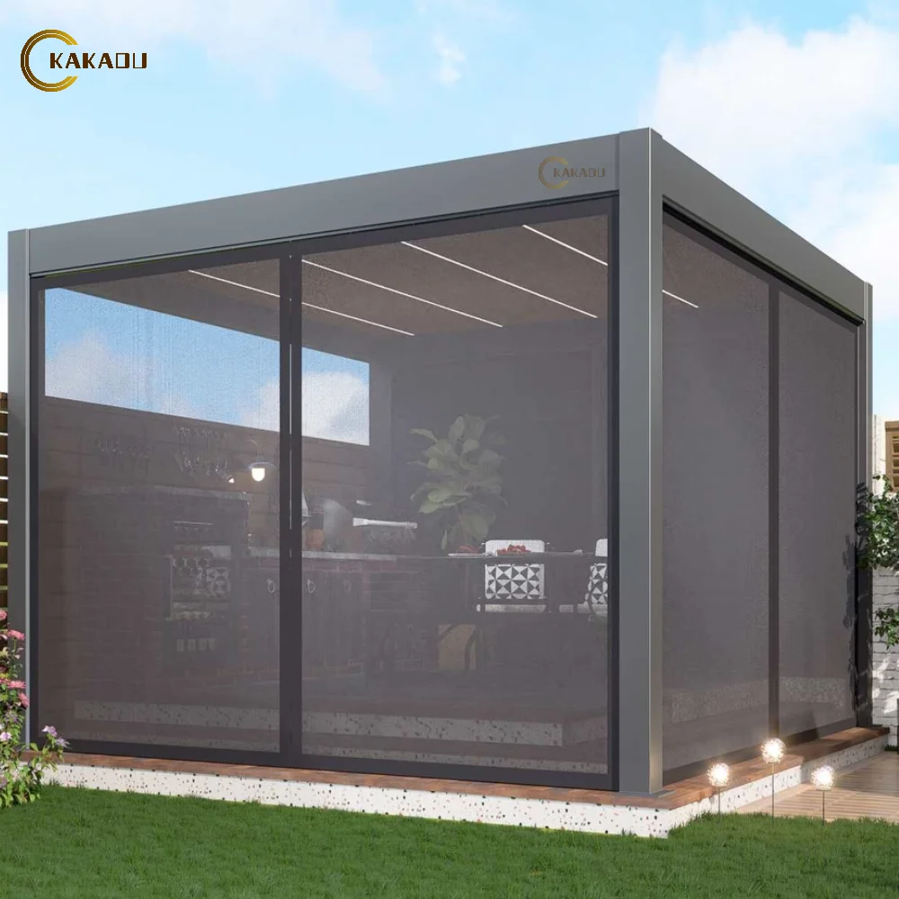 KAKADU Waterproof Powder Coated Aluminium Outdoor Pergola 3x3 3x4 Custom Motorized Shading Eco Friendly Easily Assembled view 4