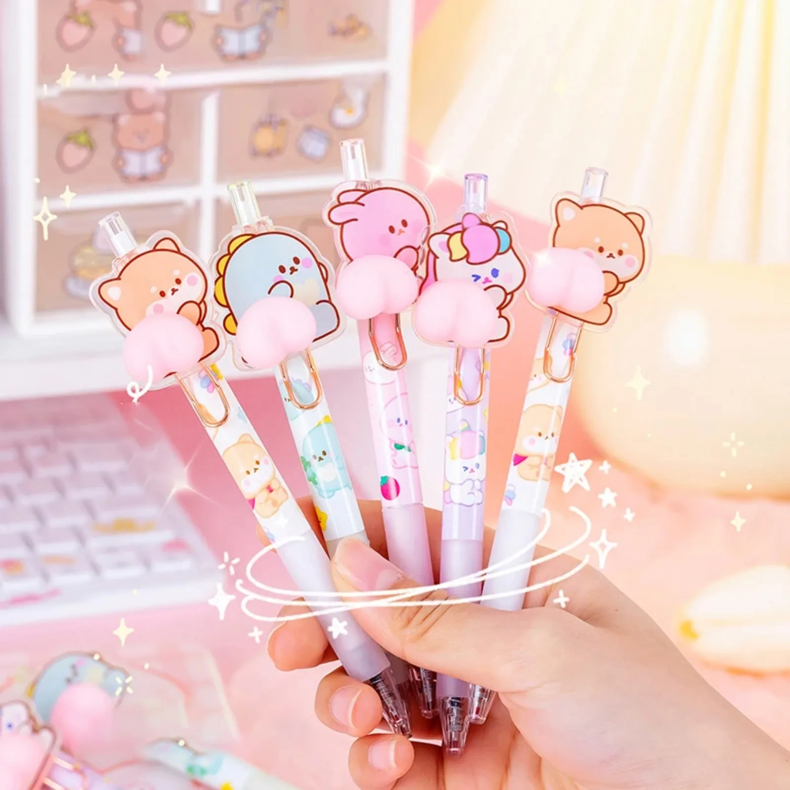 Cute Mechanical Gel Pens Kawaii Butt Decompression Neutral Pens Korean Stationery Press Pens Kids Toys School Office Supplies