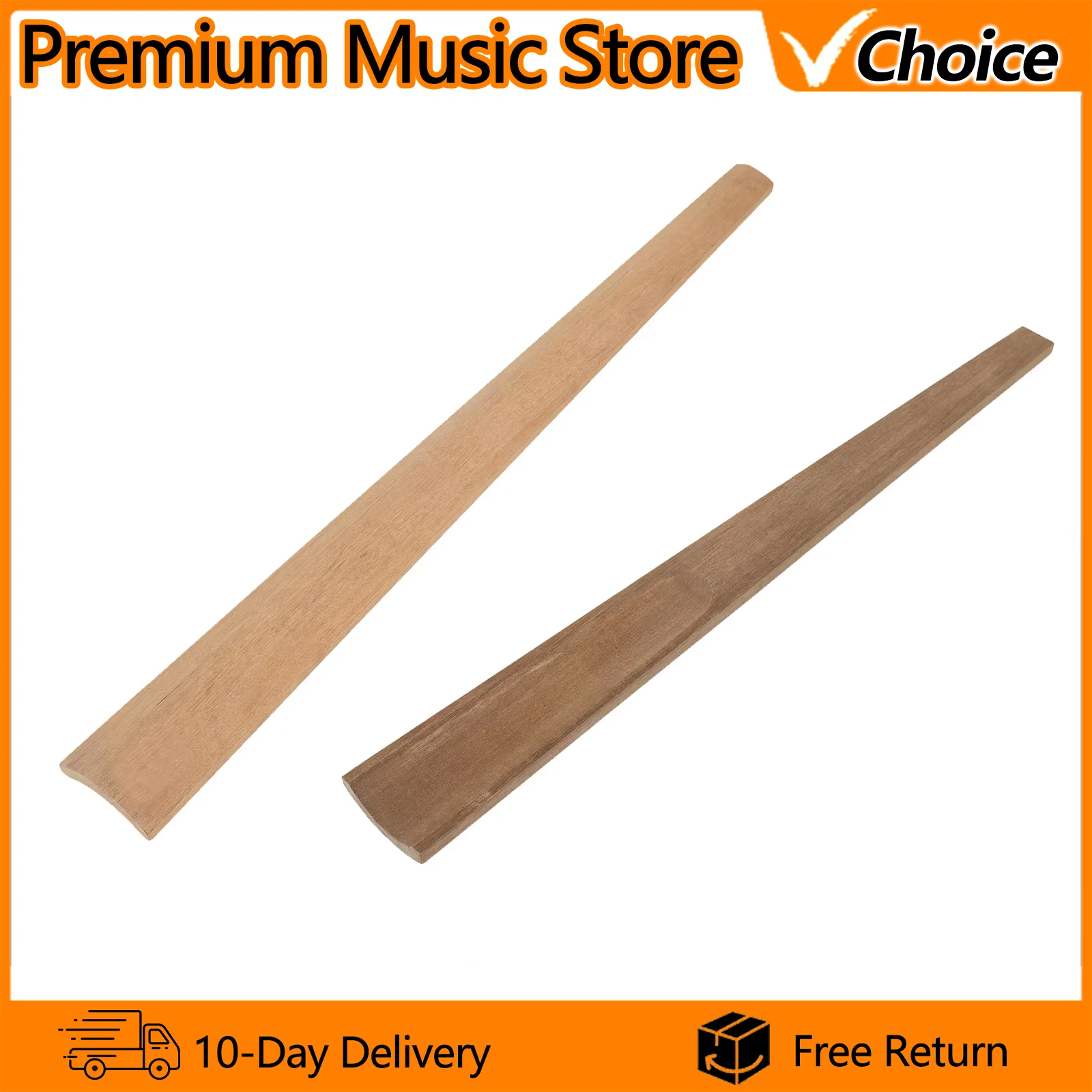 3/4 Rosewood Double Bass Fingerboard Replacement Upright Bass Fretboard with Triangle/Round Shape Hand-Polished & Smooth