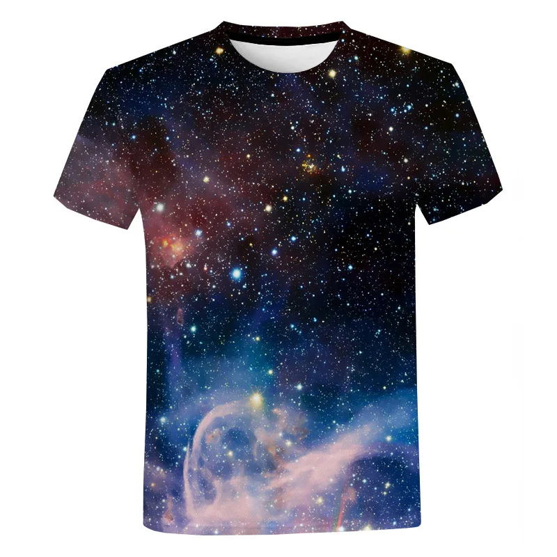 Milky Way Galaxy Space 3D Print T Shirt Oversized Haikyuu Graphic Men Women Kids Fashion Crewneck Tops Tees Fashion Streetwear