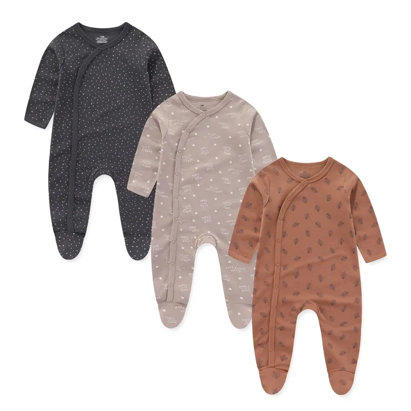 3Pieces Cotton New Born Baby Girl Clothes Sets Footie Jumpsuits Autumn Cartoon Baby Boy Clothes Zipper Long Sleeve Spring Bebes