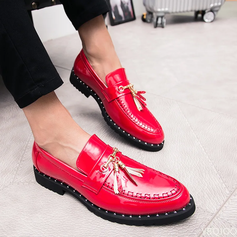 Men Leather Driving Shoes tassel Black Blue Slip On loafers spring Summer Men Leather moccasins outdoor club pary shoes men