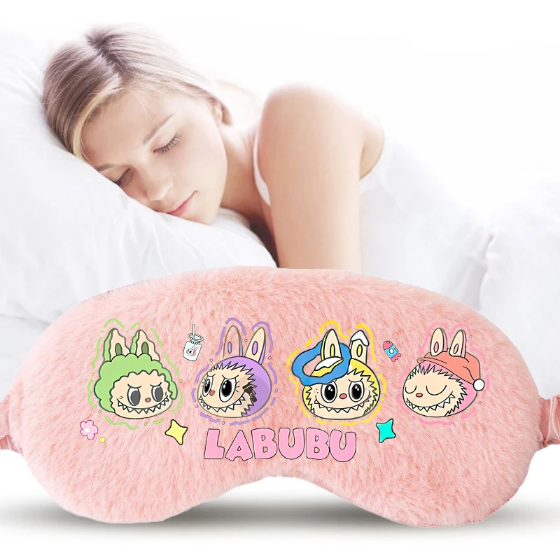 POP MART Labubu Eyes Mask for Sleeping Anime Cartoon Plush Patch Boys Girls Shading Sleep Aid Blindfold Fashion Kawaii Eyeshade