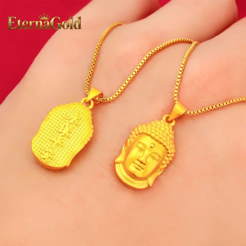 

EternaGold Унисекс-кулон с головой Будды из 24-каратного золота (AU999) | Антикварная отделка под старину, кованый ободок с опцией кожаного покрытия.