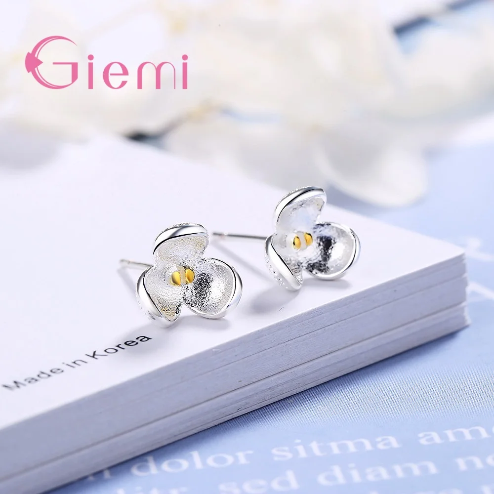 New Fashion Flower Stud Earing Women Daily Jewelry 925 Sterling Silver Cubic Zircon Earrings For Women Oorbellen Joyas