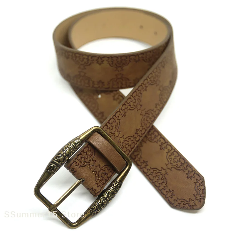 【R】1PC Female Pu Leather Hip Hop Fashion Waistband Pattern Print Retro Y2K Belts For Women Buckle Pin Waist Belt