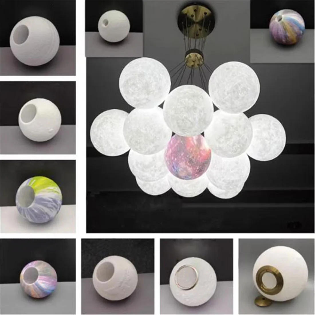 

Relief Art 3D Lamp Shade Replacement,Relief Printing Planet, Moon, Earth, Starry Sky Lampshade, Creative G9 E27 Magic Lamp Cover