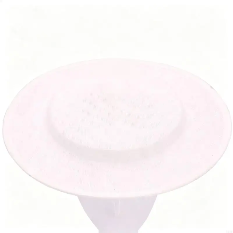 Flat Dress Hat Base in Faux Linen for Adults, Lightweight Decorative Look for Daily Outfits, Travel Photos and Y08E