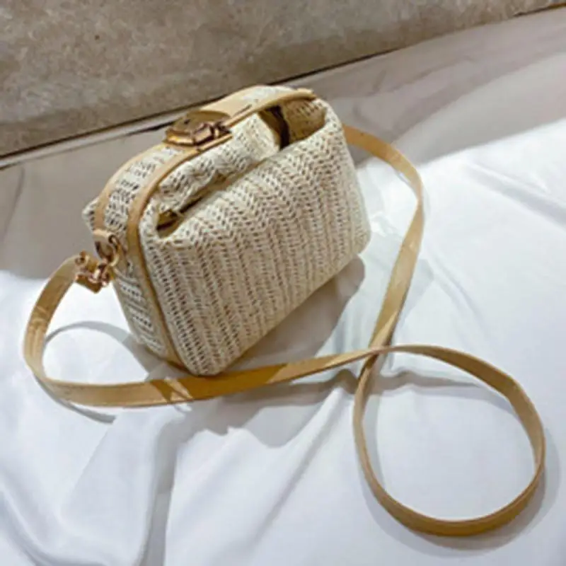 

63HC Elegant Black Straw Shoulder Bag Eye Catching Bohemian Fashion Crossbody Purse