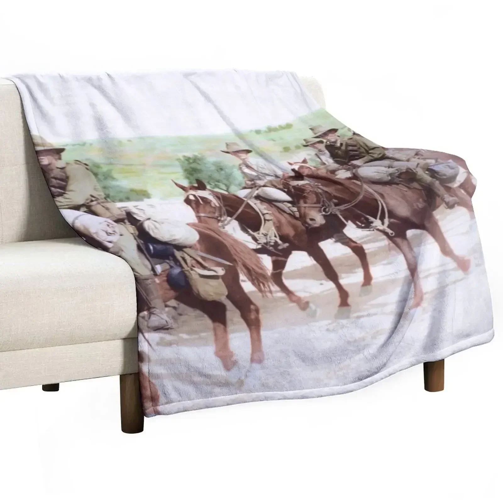 Australian Light Horse, 1918 Throw Blanket Travel Custom Flannel Cute Plaid Winter beds Blankets
