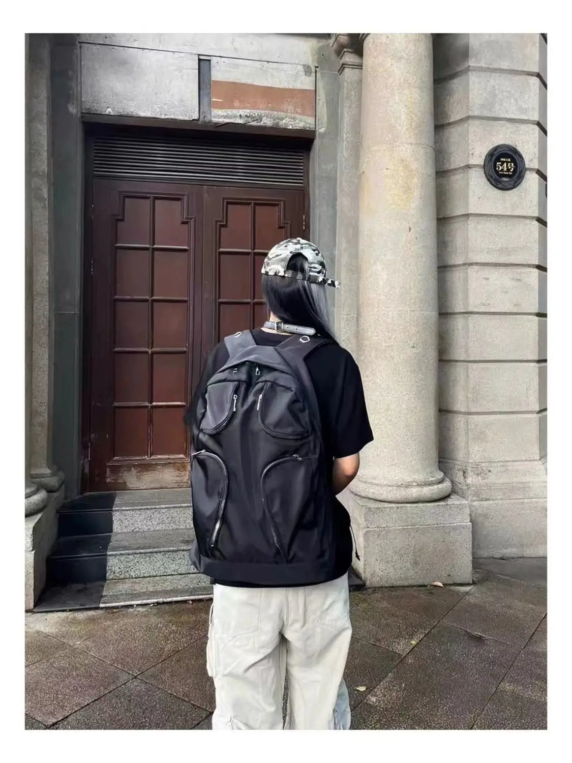 Designer Brand New High Quality Trend Nylon Multi-pocket Backpack Black Large Capacity Backpack Fashion Neutral Free Shipping