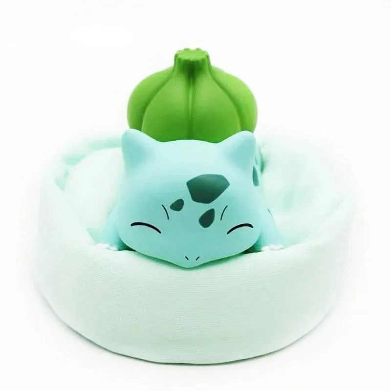 포켓몬 피카추 코말라 Bulbasaur 잠자는 자세 모델 애니메이션 피규어 정품 수집품 11cm 모델 장식품 장난감 어린이 선물