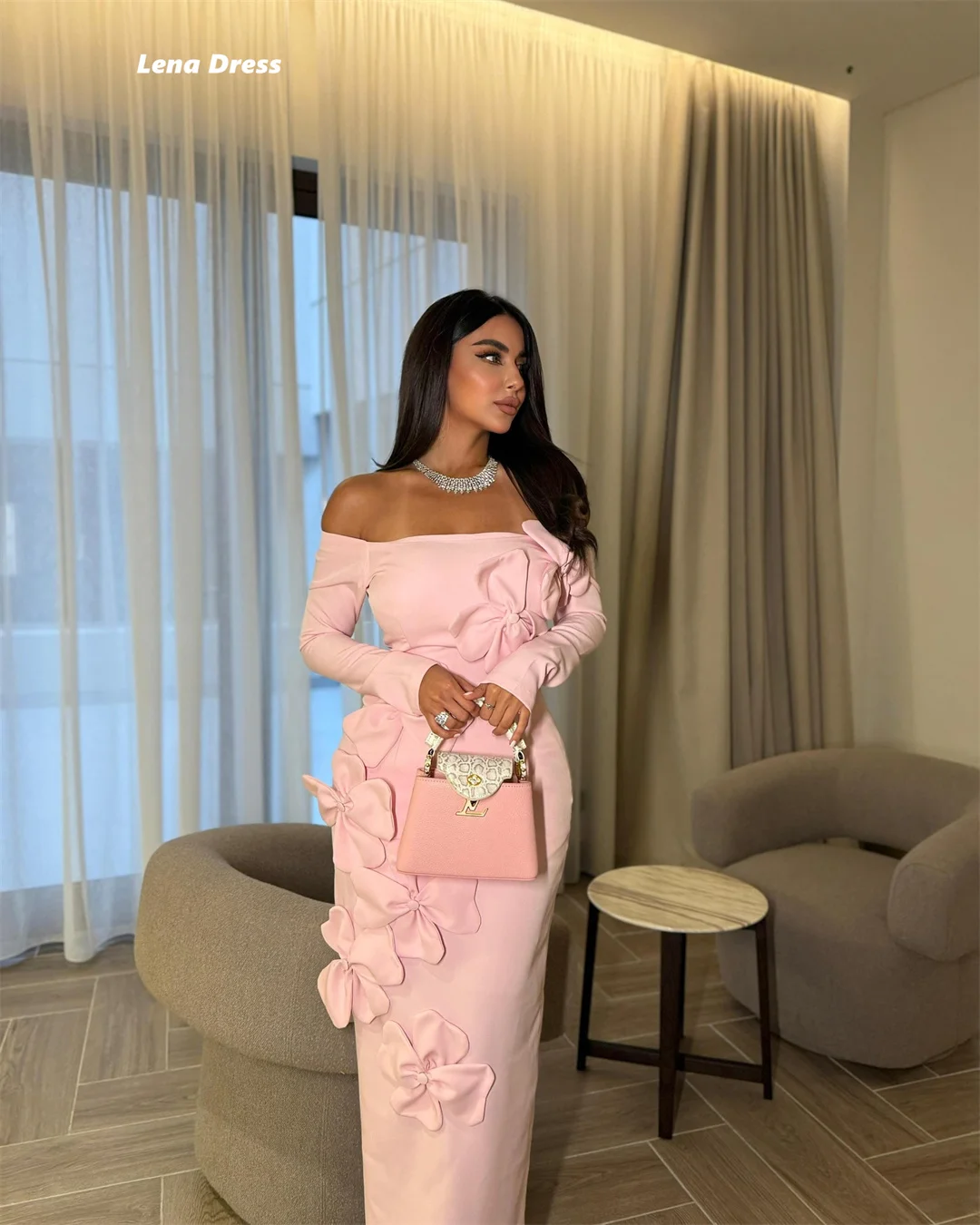 Lena fora do ombro vestidos de baile 2025 vestidos de luxo para vestidos de festa mulher 2025 vestido de festa luxuoso mangas compridas feito sob encomenda