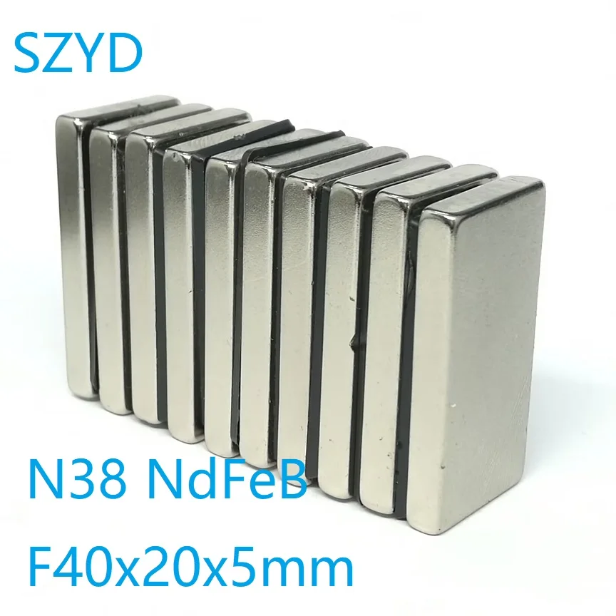 1 5 10 20 Stks/partij N38 Blok Ndfeb Magneet 40*20*5 Sterke Standaard Grootte Zeldzame Aarde Permanente Neodymium Magneten 40X20X5