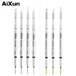 AiXun C210 Ultra Red Copper Soldering Iron Tips for Aixun T3B Solder Station Replacement Heating Core SMD Rework Welding Tool