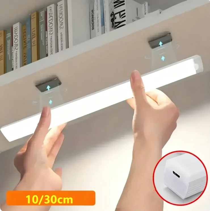Image of Bewegungssensor-Licht für Innenräume, Kabelloses LED-Nachtlicht, Typ C Wiederaufladbares Licht, Schrank- und Garderobenbeleuchtung, Treppenbeleuchtung, Küchenbeleuchtung