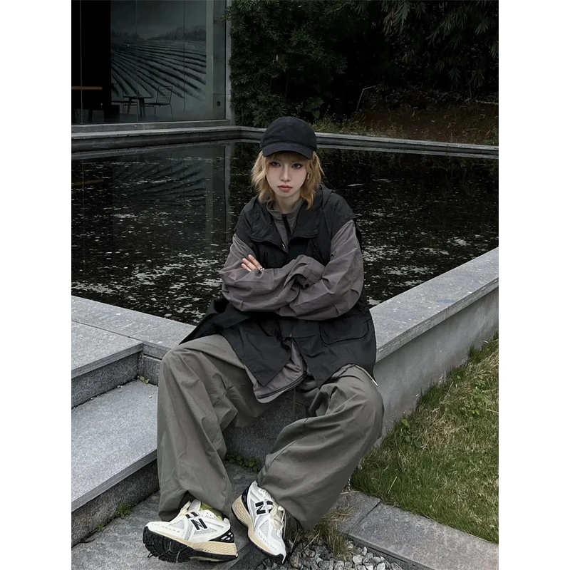 

Мужские брюки y Qui Dry Lazy Sle Workwear в стиле ретро, американские парашютные брюки свободного кроя с высокой талией, длинные