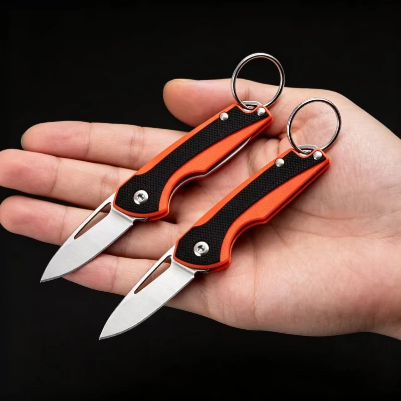EDC Mini Folding Knife G10 Handle Stainless Steel Blade Keychain Pocket Knife Portable Outdoor Camping Box Opener