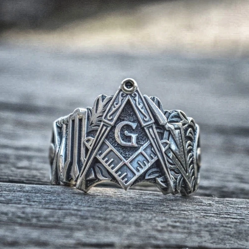 Hip Hop Punk Men's Masonic Symbol Ring Ladies Vintage Fashion Personality Creative Party Jewelry Gift