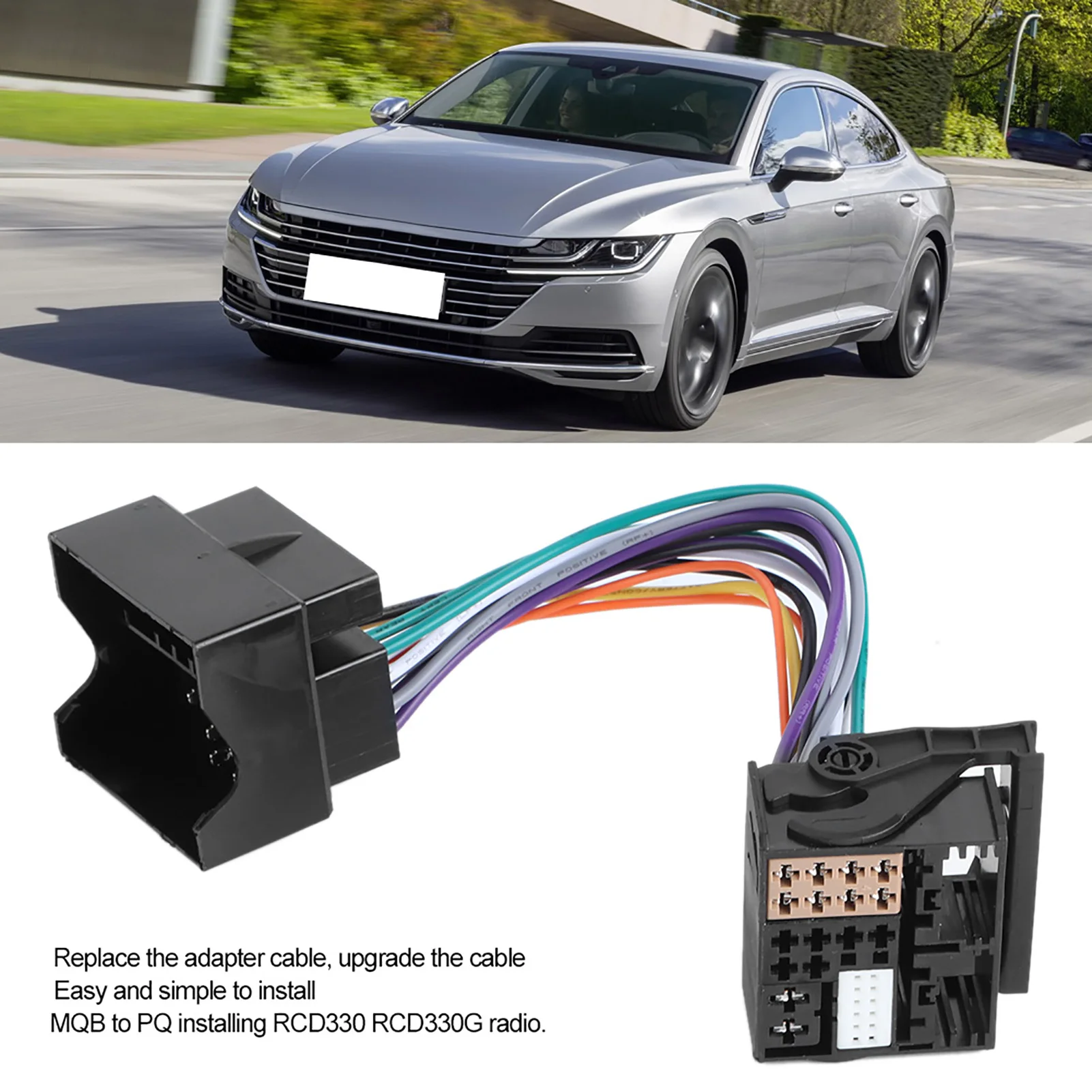 For RCD330 RCD330G PQ To MQB Conversion Radio Adapter Harness Car Wire