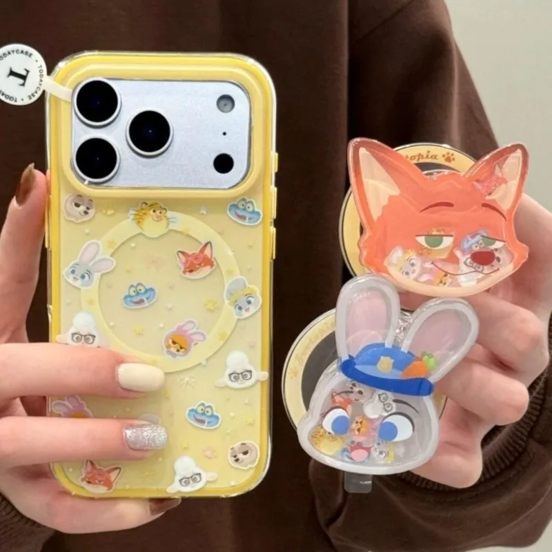 

Cute Disney Zootopia Judy & Nick For Magnetic Phone Grip Holder Foldable Stand for MagSafe Compatible Phones 3D For iPhone 17