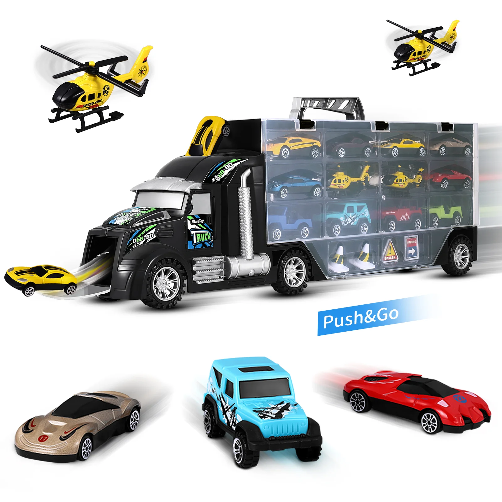 New Arrival 10PCS Kids Carrier Truck Toy Set Transport Puzzle Helicopters Roadblocks Map Educational Car Toys for Birthday Gift