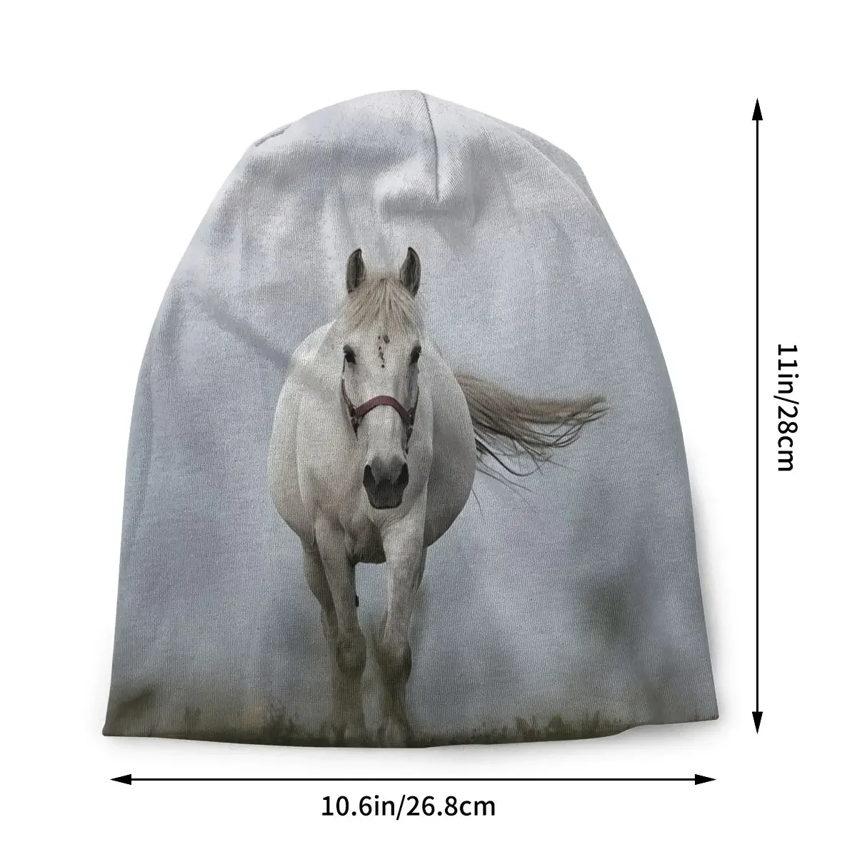 Thin Bonnet Hats Galloping Horses Men Women's White Horse Cap Street Skullies Beanies Caps