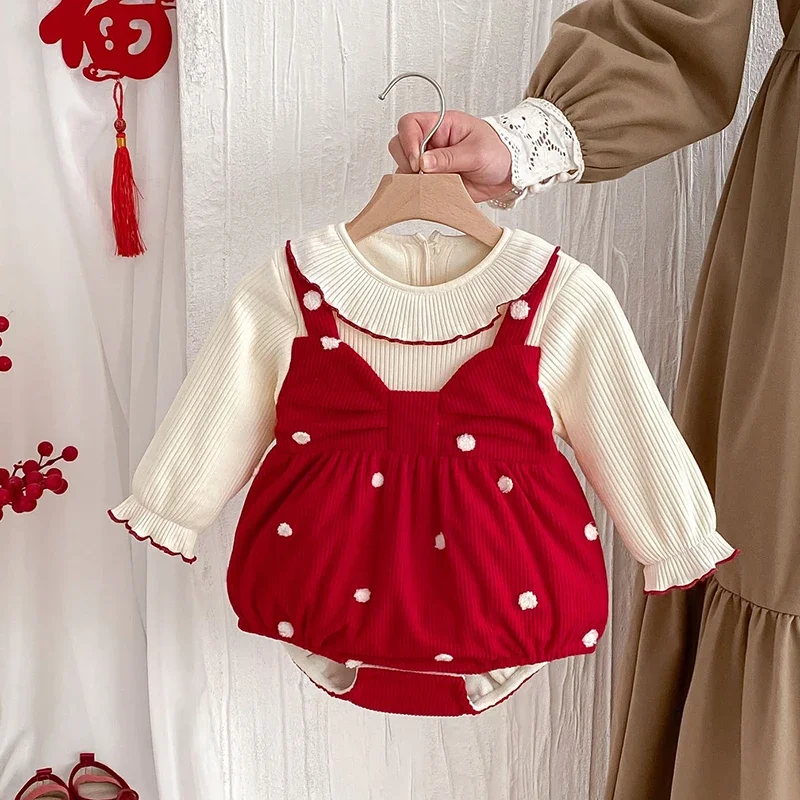 جديد شتاء 2025 0-24 متر ملابس أطفال حديثي الولادة للفتيات سميكة ودافئة بأكمام طويلة بدلة أطفال للأطفال الرضع ملابس أطفال