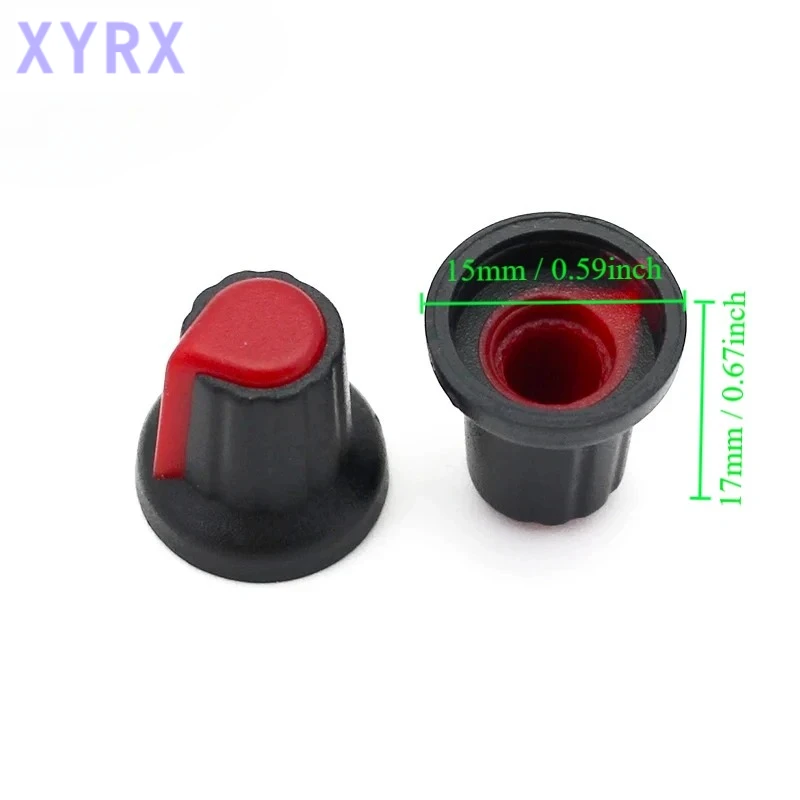 In spot 30pcs/lot WH148 Potentiometer knobs 15X17mm 6mm  Potentiometer Plastic Knobs Cap 5 colors Yellow Orange Blue White Red