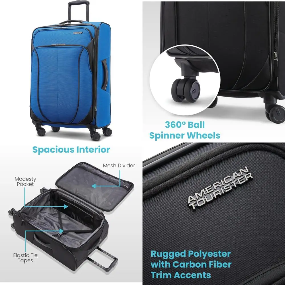 

Expandable Softside Spinner Luggage 24-Inch, Classic Blue, Travel Suitcase with Wheels for Versatile Use