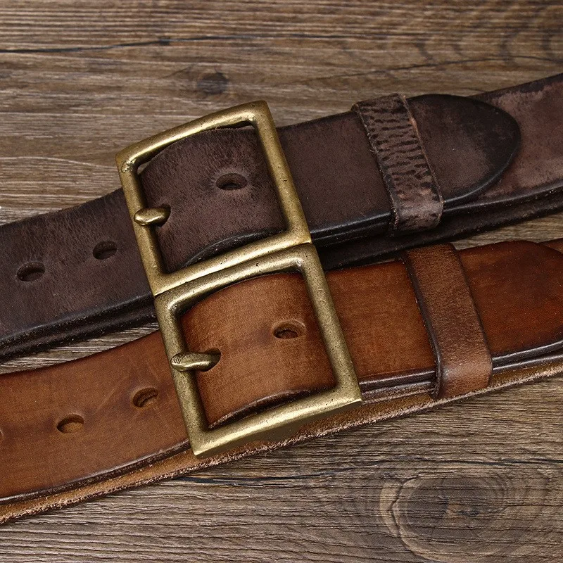 Heavy-duty washed widened and thickened top layer leather belt men's pin real waistband