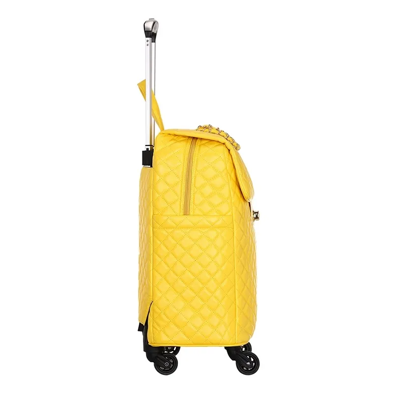 20 inch Fashion Trolley Bags Lightweight Argyle Travel bag PU Pull Rod Luggage Bag Zipper Boarding Suitcase Spinner Wheels