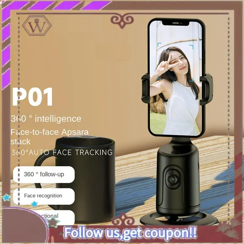 

Latest Adjustable P01 Can Ai Face Recognition 360° Cell Phone PTZ Live Selfie God Panoramic Follow The Camera Anti-Shake