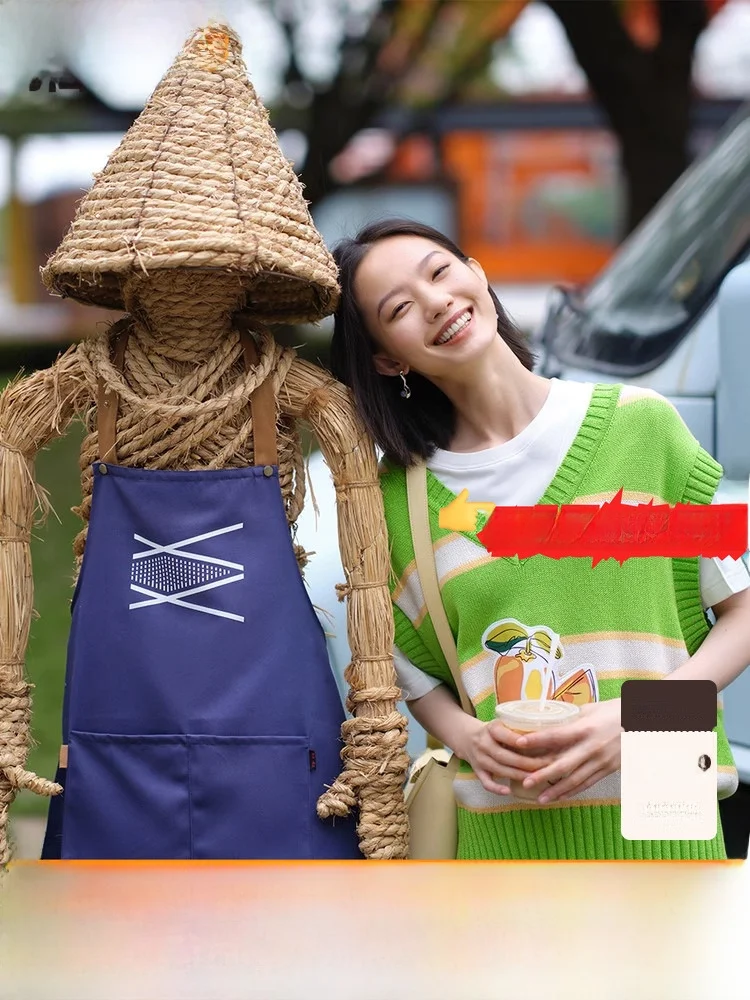 

Bro מכсора вязаный жилет 2023, осенний полосатый лоскутный женский свободный крой, хлопковый топ с v-образным вырезом и принтом