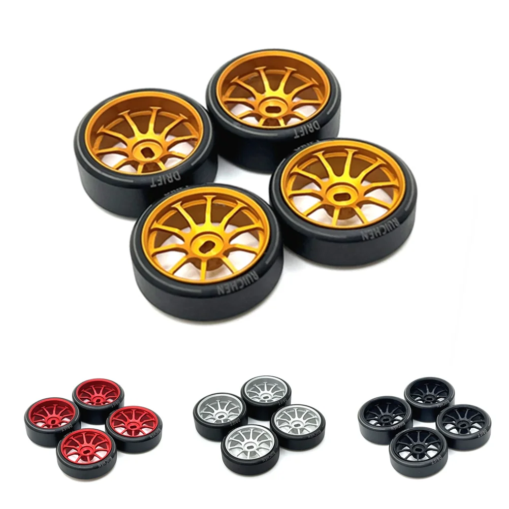 1/28 27mm Drift Tire Tyre Metal Wheel Rim for Wltoys 284131 K969 K979 K989 P929 Kyosho Mini-Z 1:28 RC Car Upgrades Parts